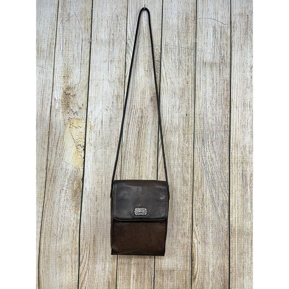 Vintage Fossil Leather Handbag Crossbody Shoulder Purse Brown Small Minimalist - Picture 3 of 10